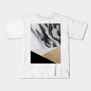 Modern preppy chic black Gold Pattern  Geometric marble Kids T-Shirt